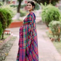 চেক প্রিমিয়াম সুতি শাড়ি