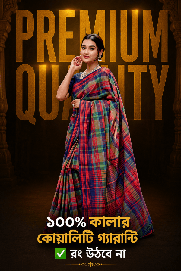 চেক প্রিমিয়াম সুতি শাড়ি