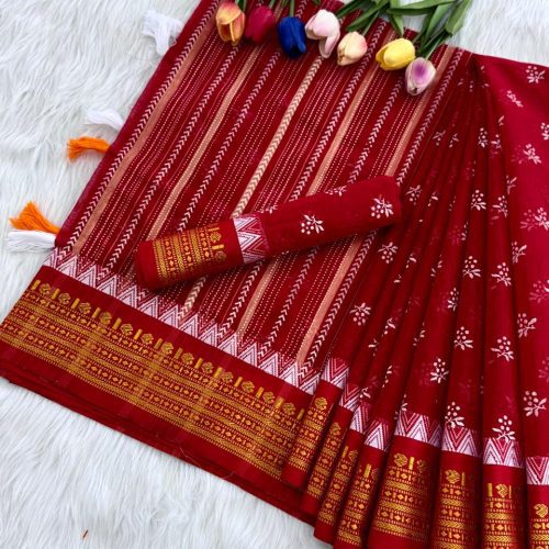 লাল প্রিমিয়াম প্রিন্ট  শাড়ি