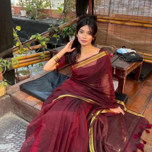 766121846_122206924580481899_8616579798633141942_n ❤️ মেরুন প্রিমিয়াম হাফ সিল্ক শাড়ি ❤️